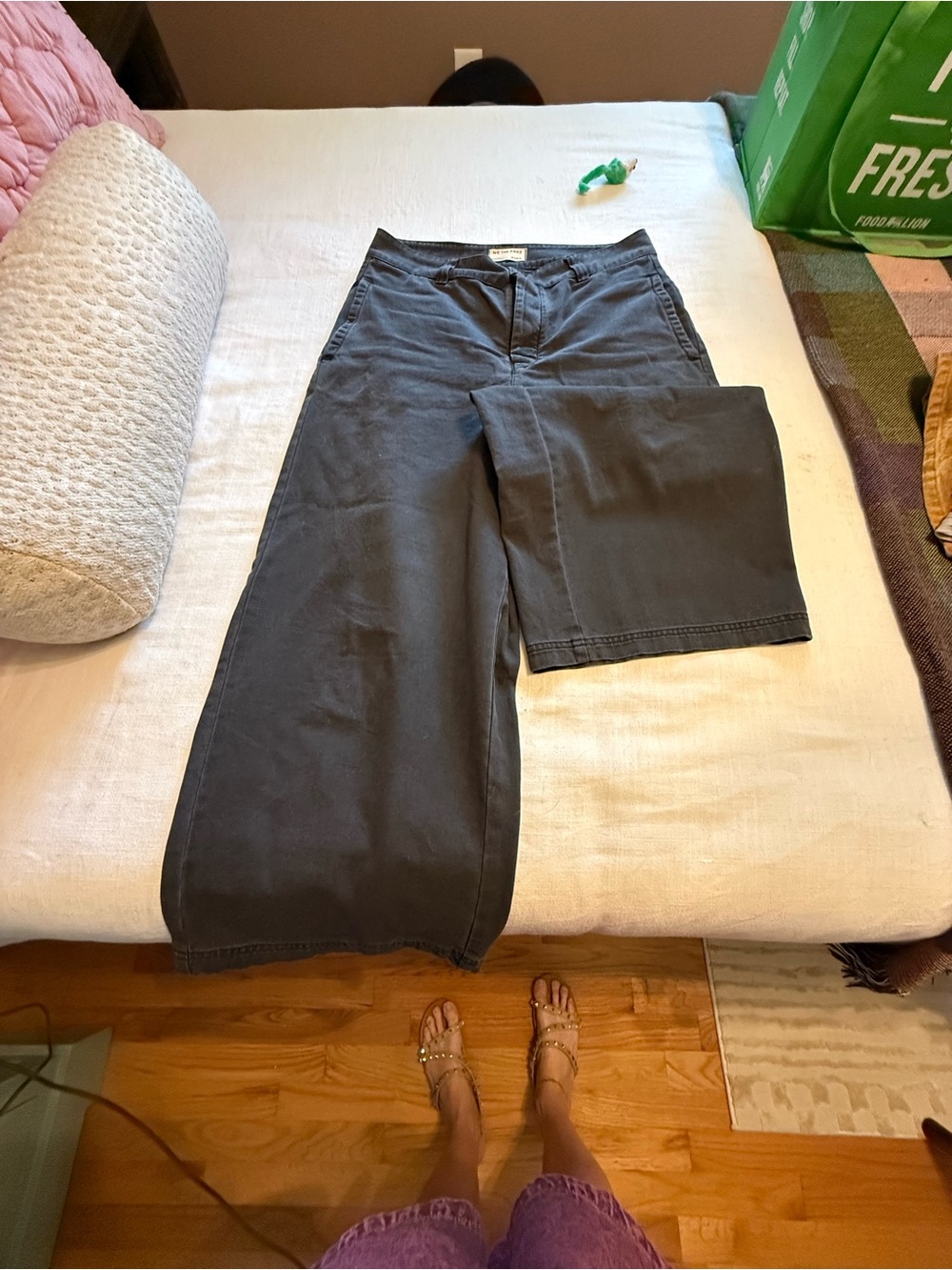We The Free Wide Leg Pants in Charcoal Gray